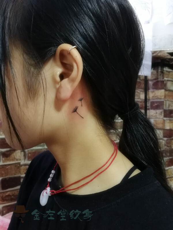 耳后小清新纹身#美女#文身 金左堂纹身 河南安阳 tattoo