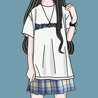 日常jk女孩的手绘头像画师:画jk的脑虎
