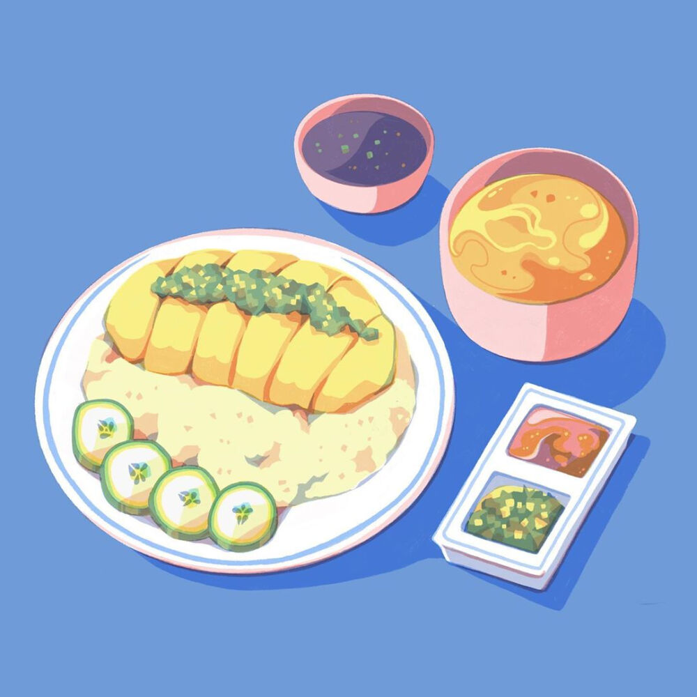 ins: familymeal.shop 美食插画手绘火锅,早点,炸鸡配啤酒,饺子