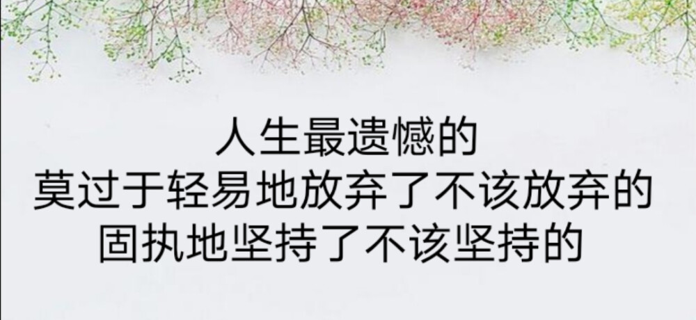 人生最遗憾的莫过于轻易地放弃了不该放弃的固执地坚持了不该坚持的