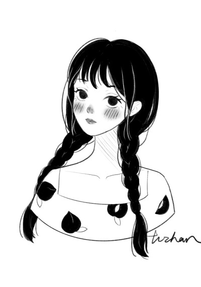 动漫素材插画绘画线稿手绘女生男生长发短发转载二次元萝莉可爱简单