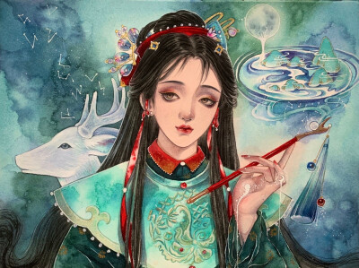 古风人物插画,作者:大花huamama ,来自微博,侵删,https://m.weibo.