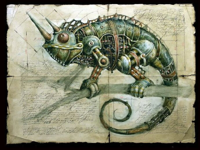 俄罗斯艺术家丨gvozdariki 蒸汽朋克风格动物插画