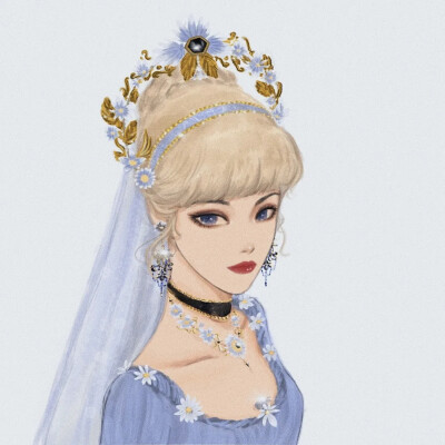 带王冠的公主手绘卡通人物《女生头像》
