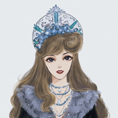 带王冠的公主手绘卡通人物《女生头像》