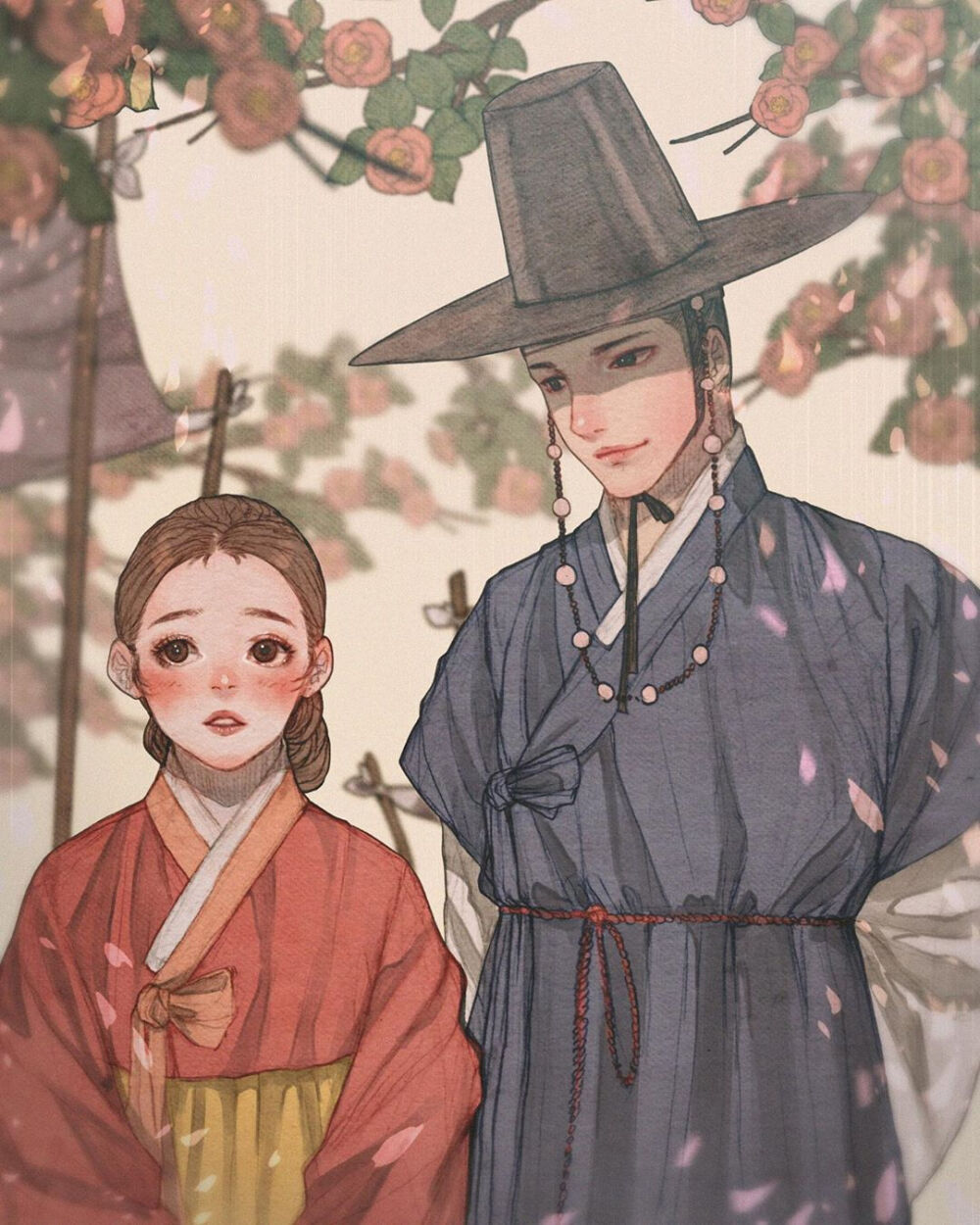 ins: the__kimstar 情侣手绘韩国古装插画