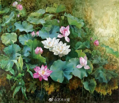 吴富荣油画荷花系列作品专辑