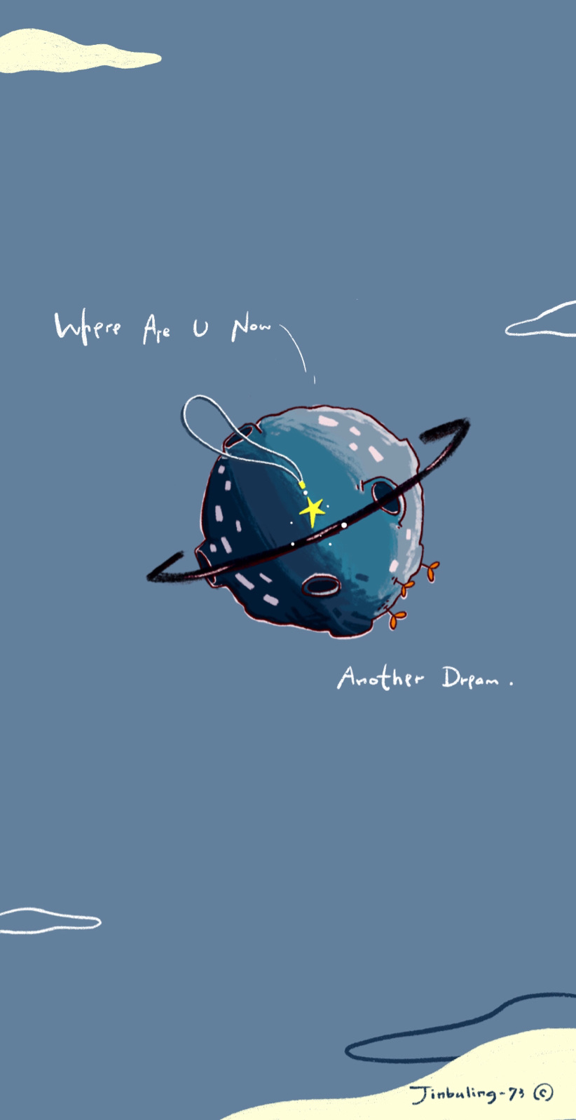 jinbuling-73原创/插画壁纸/宇宙/星空/星球/星星/女生/治愈/正能量