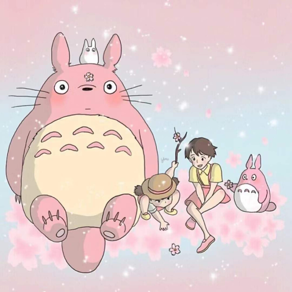 宫崎骏 粉色龙猫头像 朋友圈背景图